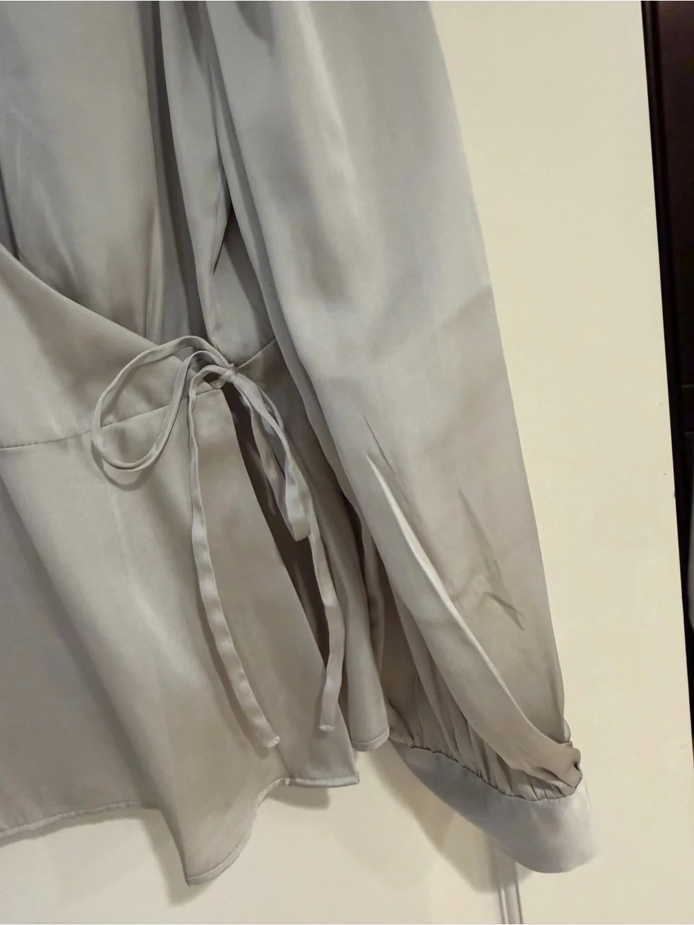 Banana Republic Light Gray Wrap Satin Blouse